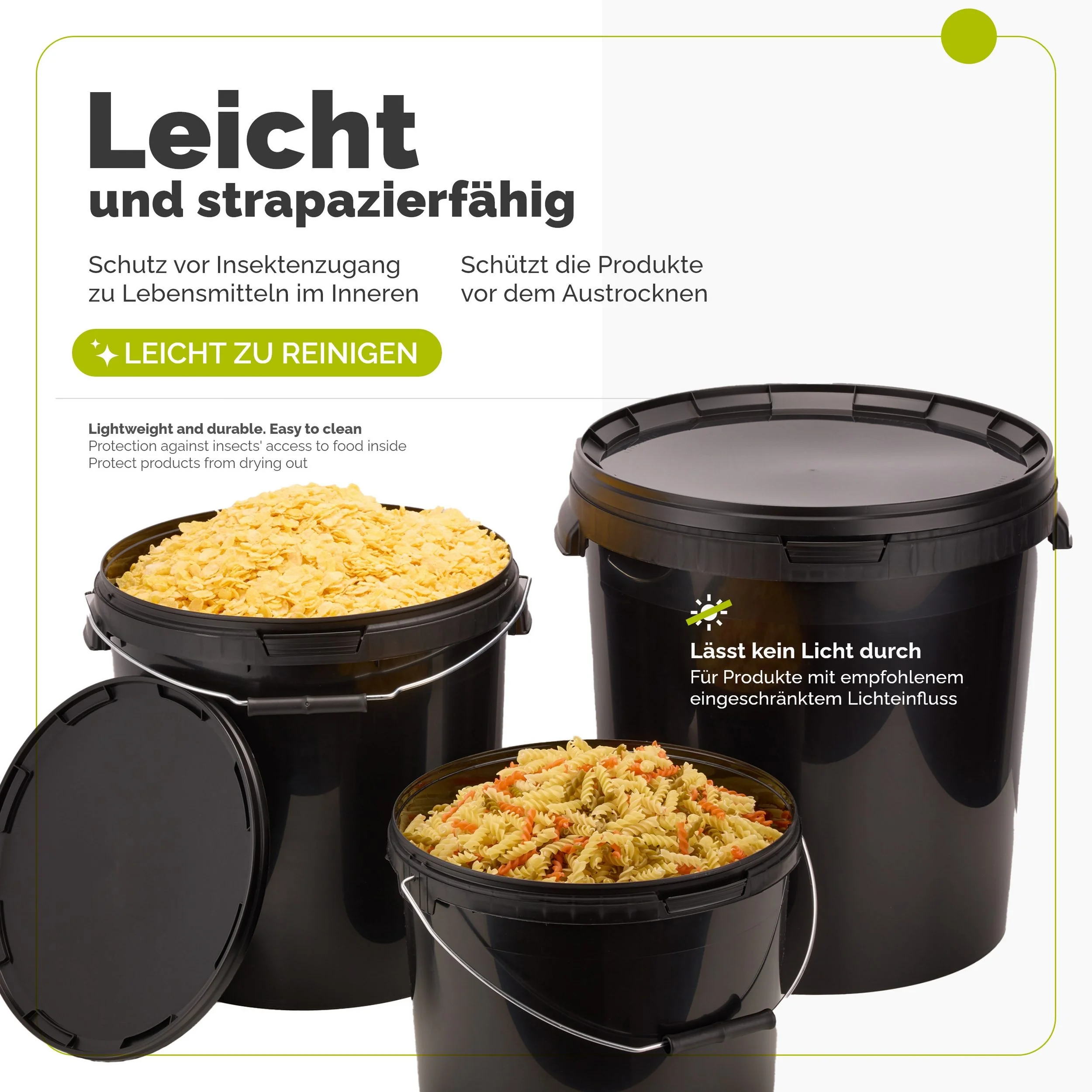 GARRONDA Putzeimer mit Deckel – Schwarz GD-0104, 10 L • lebensmittelecht & auslaufsicher
